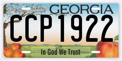 GA license plate CCP1922