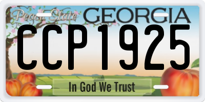 GA license plate CCP1925
