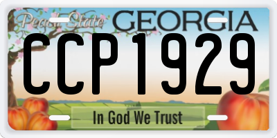 GA license plate CCP1929