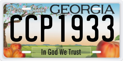 GA license plate CCP1933