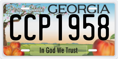 GA license plate CCP1958