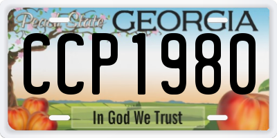 GA license plate CCP1980