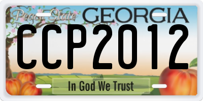 GA license plate CCP2012
