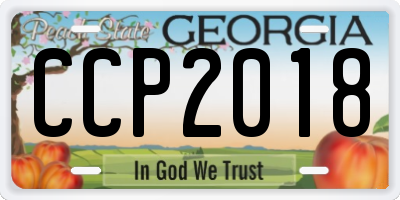 GA license plate CCP2018