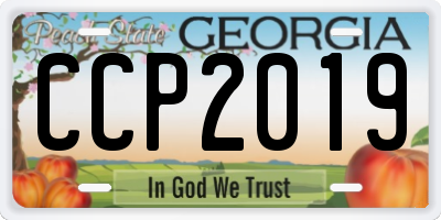 GA license plate CCP2019