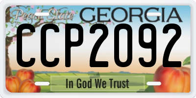 GA license plate CCP2092