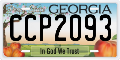 GA license plate CCP2093