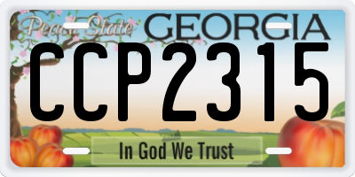 GA license plate CCP2315