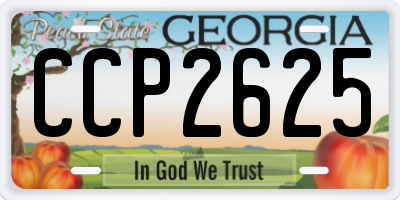 GA license plate CCP2625