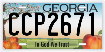 GA license plate CCP2671