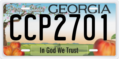 GA license plate CCP2701