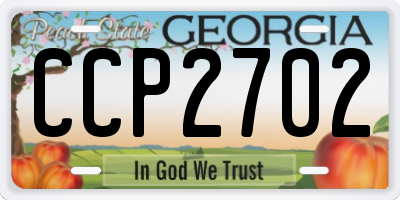 GA license plate CCP2702