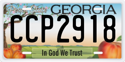 GA license plate CCP2918
