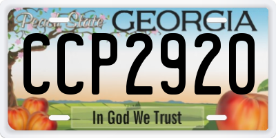 GA license plate CCP2920