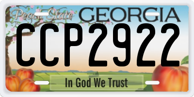GA license plate CCP2922