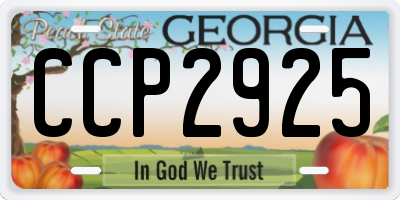 GA license plate CCP2925