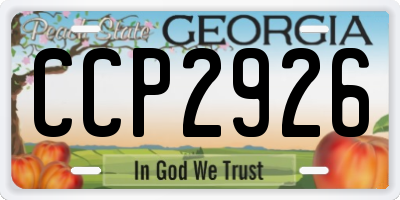 GA license plate CCP2926