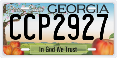 GA license plate CCP2927