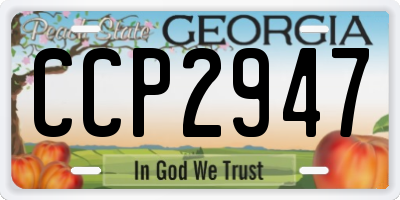 GA license plate CCP2947