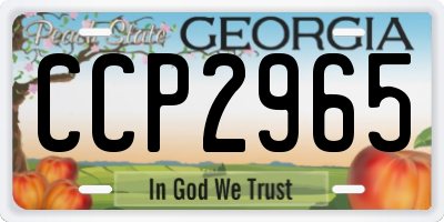 GA license plate CCP2965