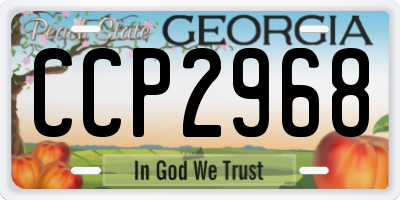GA license plate CCP2968