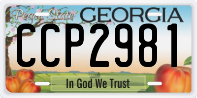 GA license plate CCP2981