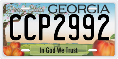 GA license plate CCP2992