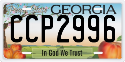 GA license plate CCP2996