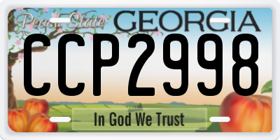 GA license plate CCP2998