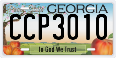 GA license plate CCP3010