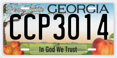 GA license plate CCP3014