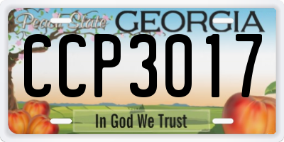 GA license plate CCP3017
