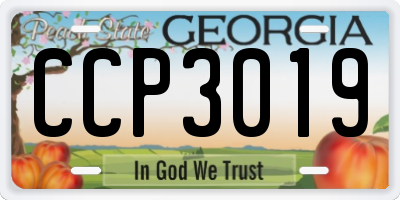GA license plate CCP3019