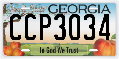 GA license plate CCP3034