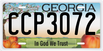 GA license plate CCP3072