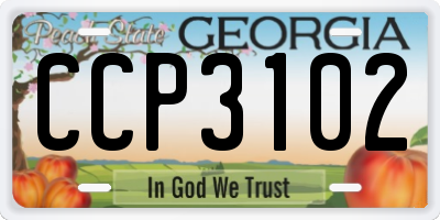 GA license plate CCP3102