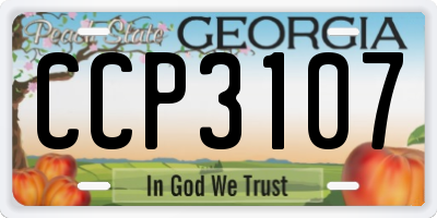 GA license plate CCP3107