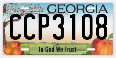GA license plate CCP3108