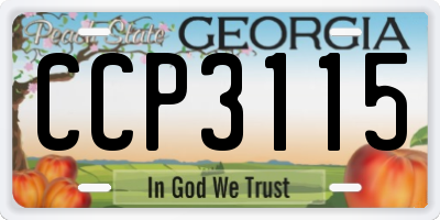 GA license plate CCP3115