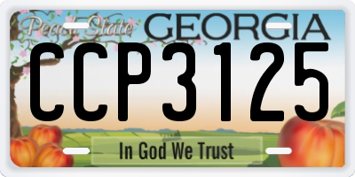 GA license plate CCP3125