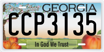 GA license plate CCP3135