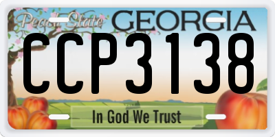 GA license plate CCP3138
