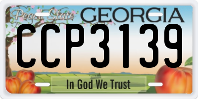 GA license plate CCP3139
