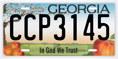 GA license plate CCP3145