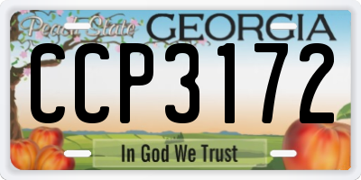 GA license plate CCP3172