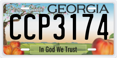 GA license plate CCP3174