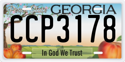 GA license plate CCP3178