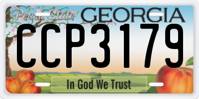 GA license plate CCP3179