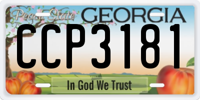 GA license plate CCP3181