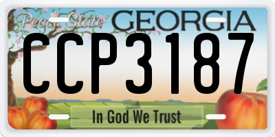 GA license plate CCP3187